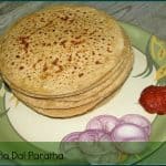 Chana dal paratha is a healthy and yummy stuff Indian flatbread where the outer layer is made of fiber-rich whole wheat flour and filling is protein-rich lentil. Putting together this chana dal paratha is good enough to start your day and keeps you going. This stuffed Indian flatbread served for lunch or dinner and can be relished with curd or pickle.