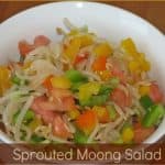 Sprouted moong salad is very good source of many vitamins and protein. A very good post-workout meal as well as can be served in breakfast and evening snack.