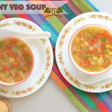 Corn veg soup is delicious with crunchy vegetables and aroma of garlic and giner. A dash of pepper powder makes it little spicy but overall is lip smacking soup.