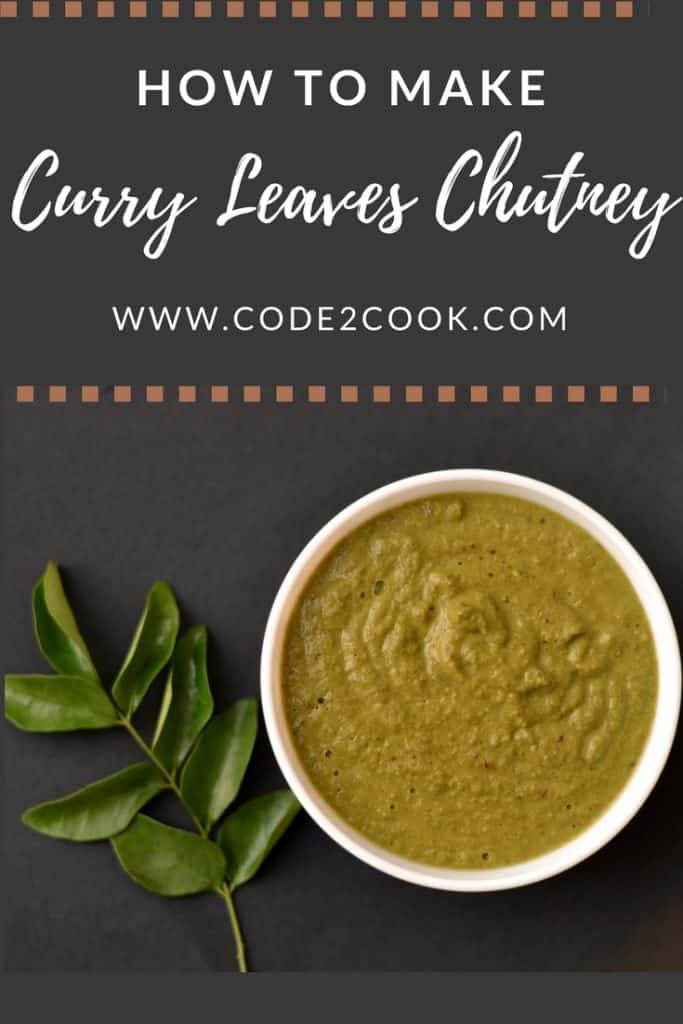 Making curry leaves chutney is the first time trial. Since when I moved to Bangalore I love curry leaves. Initially, I did not like it's smell but gradually I fell in love with curry leaves. I always wonder what to do with remaining curry leaves and how to use them apart from tempering. www.code2cook.com
