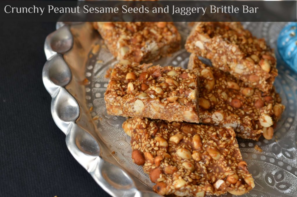 Til peanut chikki is very famous crunchy munchy snack in India during winters. Prepared with peanut, til and jaggery syrup, this is a great healthy and nutritious snack.