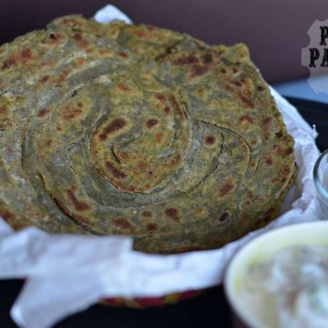 pudina laccha paratha served with curd