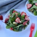 This strawberry avocado spinach salad packed with healthy fats and loads of nutrients. With juicy strawberries, crunchy nuts, tangy feta cheese and with greens your healthy summer salad is ready.