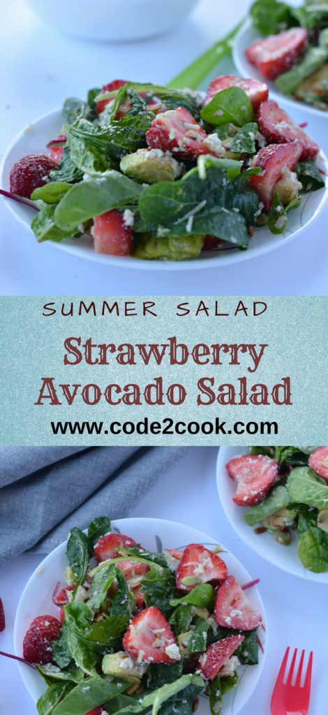 This strawberry avocado spinach salad packed with healthy fats and loads of nutrients. With juicy strawberries, crunchy nuts, tangy feta cheese and with greens your healthy summer salad is ready.