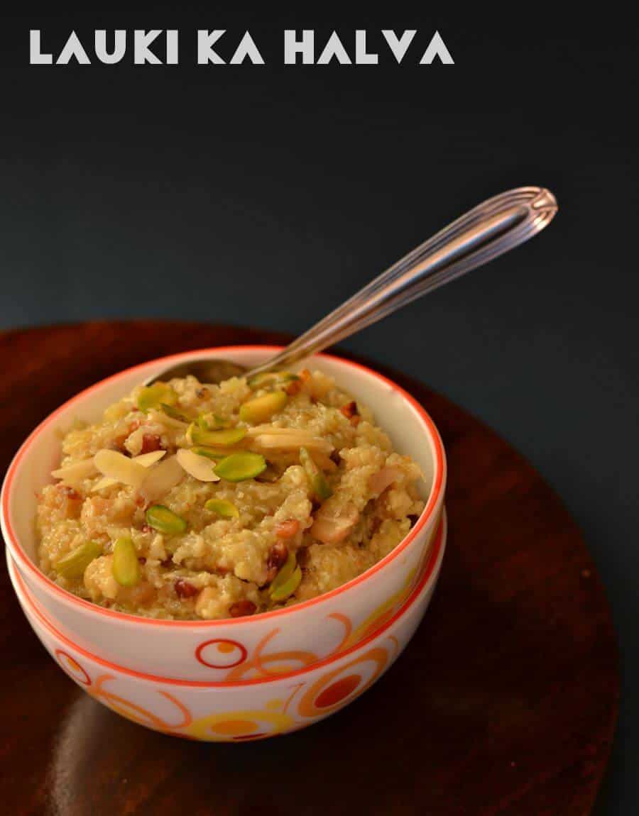 Lauki ka halwa is an Indian sweet made during festivals and in the winter season.Preparation of lauki ka halwa is similar to gajar ka halwa. Grated bottle gourd in milk, flavored with cardamom and a handful of dry fruits makes it rich and a filling dish in Navratri fasting time.