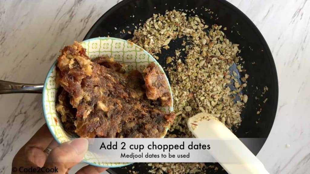 adding chopped dates in the mixture