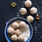 Dulce de leche coconut ladoo are chewy and caramel flavored delicious sweet. This irresistibly tasty ladoo are prepared with just 3 ingredients.Coconut ladoo or nariyal ladoo are often prepared for festive times like Ganesh Chaturthi, Dussehra, Diwali, and Holi.