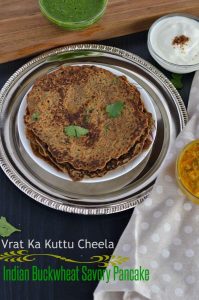 Kuttu ka cheela is a traditional Indian fasting recipe which is not only quick and easy to make but also a vegan and gluten-free cheela recipe. Kuttu, also known as buckwheat flour, is commonly used by the majority of people in India during fasting days, especially in Navratri.