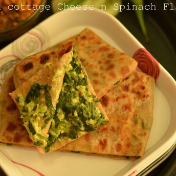 Lifafa paratha or Palak Paneer Lifafa Paratha is a paratha which is of envelope shape and stuffed with palak-paneer filling. Lifafa means envelop or pocket. Filling seasoned with spices, stuffed in the roti(flatbread), sealed like an envelope before cooking on stove top. Basically, a roti folded into a lifafa or pocket shape with filling inside.