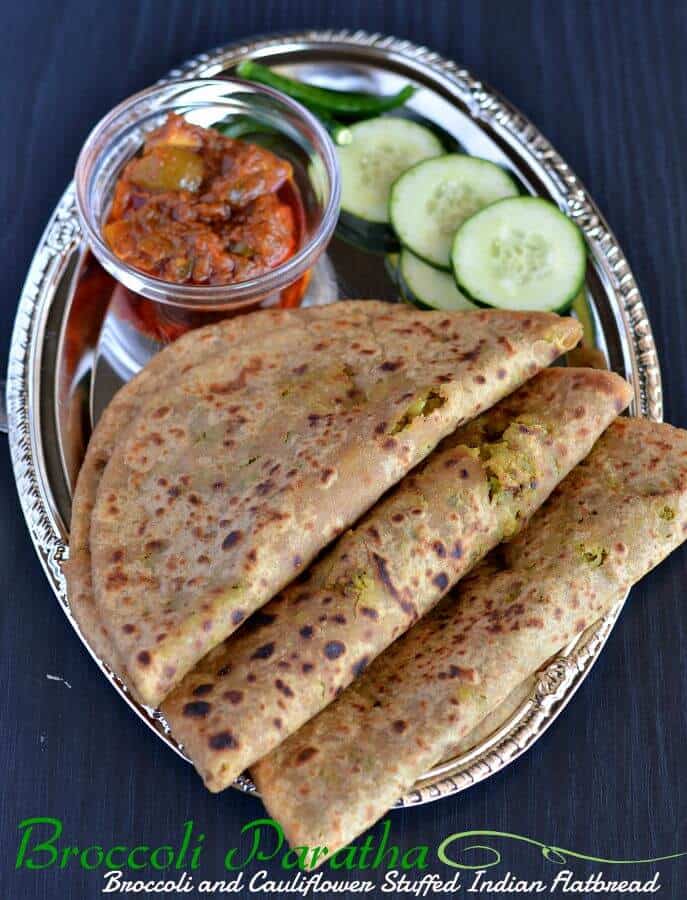 Broccoli-cauliflower paratha is another variation of Indian flatbread where a spicy mixture of broccoli and cauliflower is stuffed in whole wheat flour dough ball. This paratha taste amazing as both of the vegetables brings a unique taste and make a great breakfast or kids tiffin box recipe.