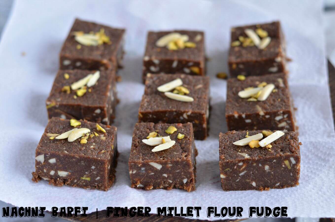 Nachni barfi or ragi barfi is a delicious Indian sweet made with nachni or ragi flour. It is soft and has fudge-like texture. Prepare this healthy finger millet flour sweet on this festive season (Diwali) and enjoy guilt-free sweet.