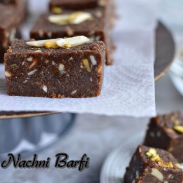 Nachni barfi or ragi barfi is a delicious Indian sweet made with nachni or ragi flour. It is soft and has fudge-like texture. Prepare this healthy finger millet flour sweet on this festive season (Diwali) and enjoy guilt-free sweet.