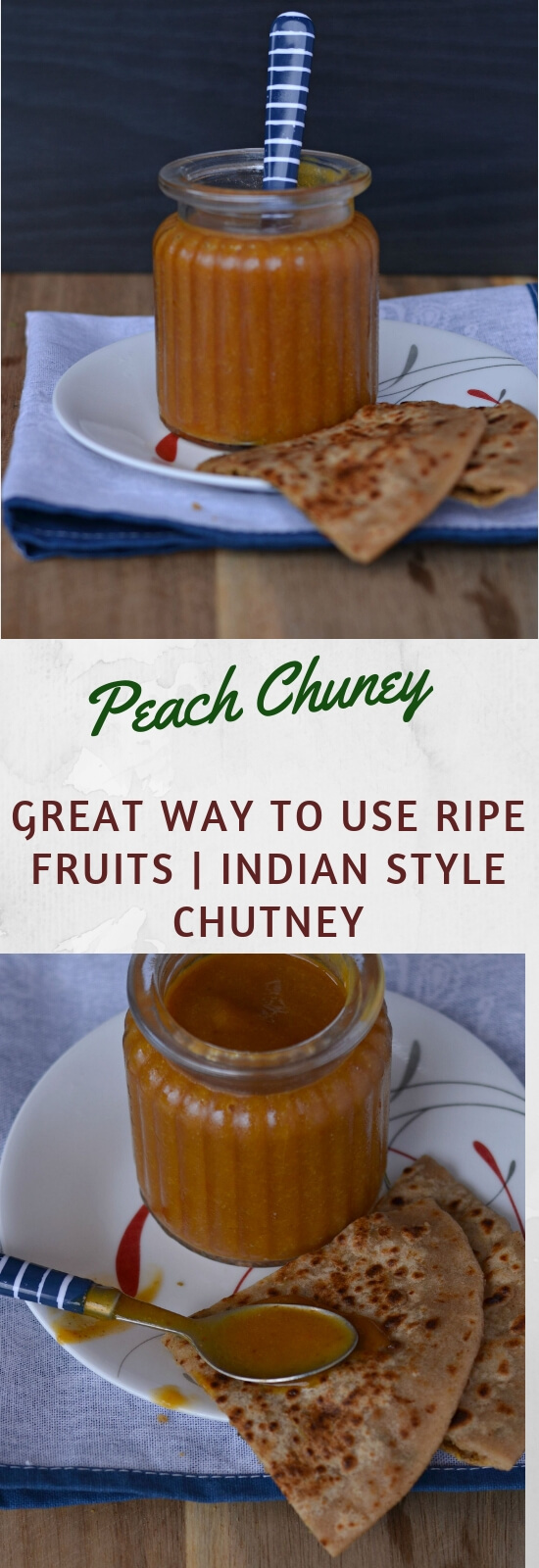 Peach chutney is sweet, slightly hot and savory condiment which goes very well with fritters, sandwiches, Indian flatbread (paratha) and many more. This taste great with the goodness of peach. 