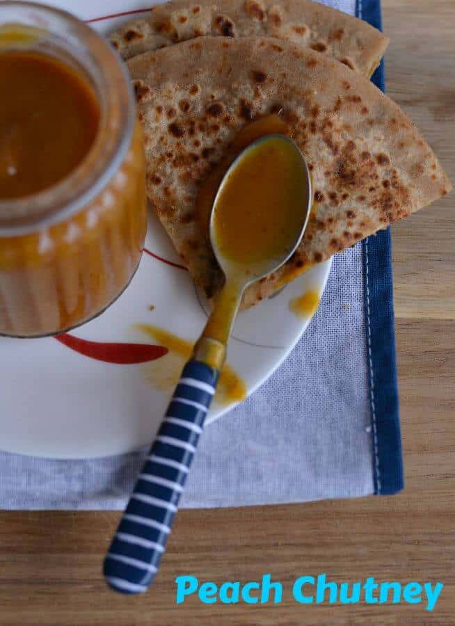 Peach chutney is sweet, slightly hot and savory condiment which goes very well with fritters, sandwiches, Indian flatbread (paratha) and many more. This taste great with the goodness of peach. 
