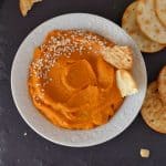 Carrot dip is a delicious, super healthy dip with crackers and veggies. This is a gluten-free, vegan, sugarfree, dairy-free and nut-free dip. This carrot dip is creamy, smooth and soft in texture, goes very well with any starters/appetizers or salad.