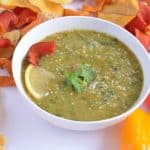 Tomatillo salsa verde is a fresh, healthy, dip made with roasted tomatillos. This dip is great for tortilla chips or veggies chips or with pita chips. Tomatillos salsa verde is easy to make at home, it takes only 30 minutes to make this tasty dip with just a few ingredients. It makes a perfect party appetizer or any meal starter recipe.