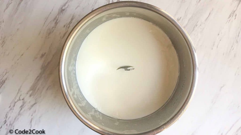 Spoon test in chilled instant pot yogurt