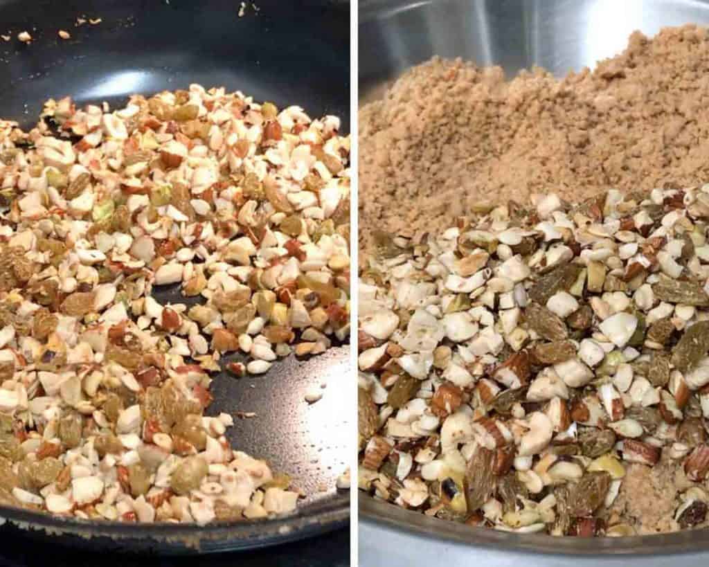 one seeds & nuts changes color transfer them to the same plate as wheat flour